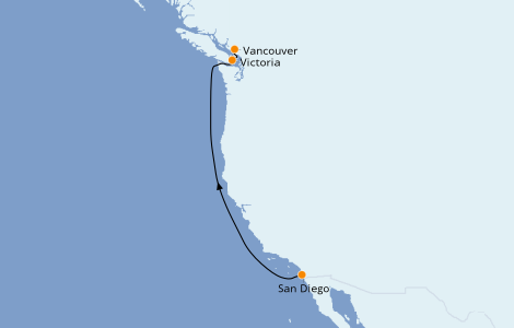Itinéraire de la croisière Alaska 4 jours à bord du Ms Eurodam