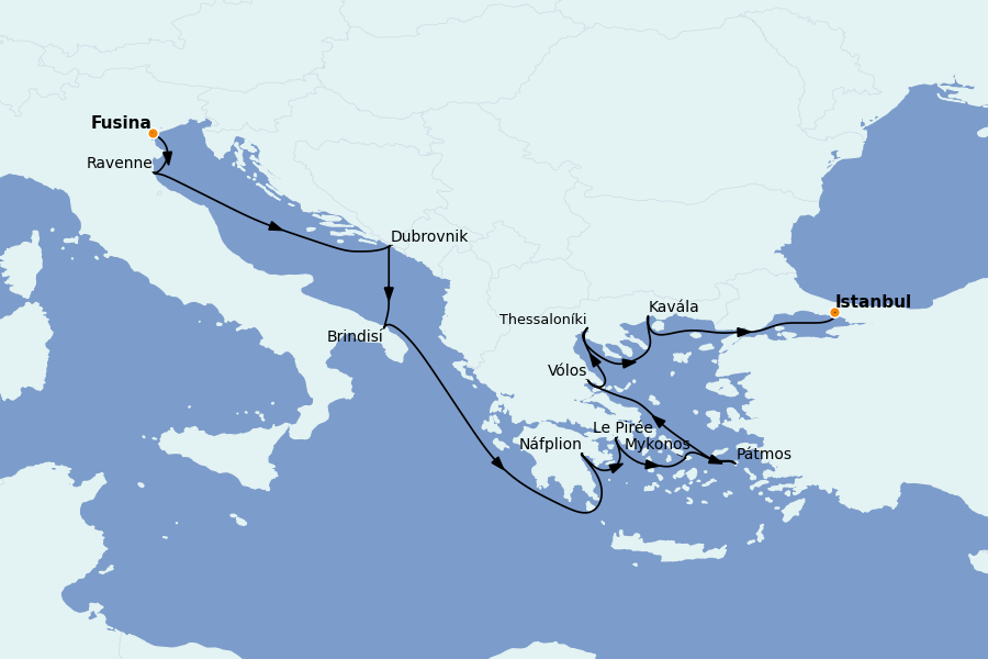 Itinerario del crucero Mediterráneo Occidental 14 días a bordo del Explora I