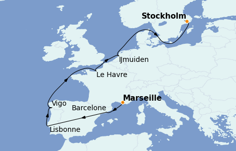 Itinéraire de la croisière Méditerranée 11 jours à bord du Costa Favolosa