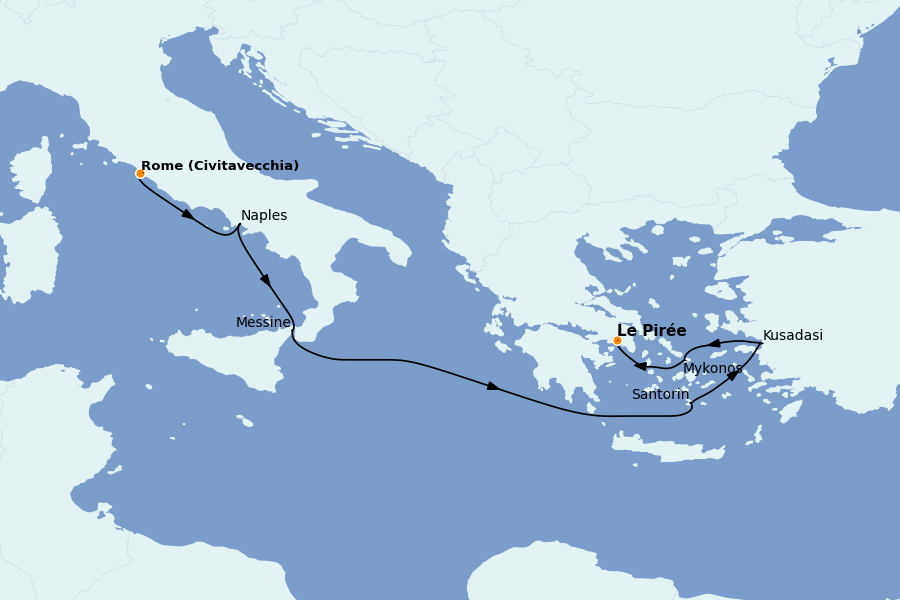 Itinerario del crucero Mediterráneo Occidental 7 días a bordo del Brilliance of the Seas