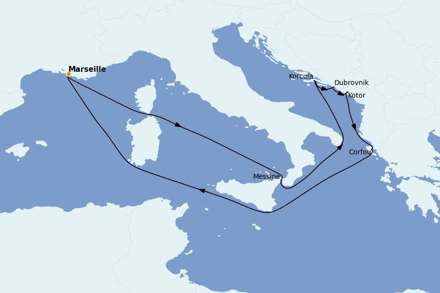 Itinéraire de la croisière Méditerranée Occidentale 10 jours à bord du Renaissance