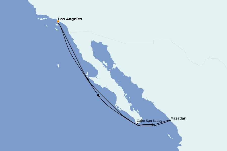 Itinéraire de la croisière Riviera Mexicaine et Amérique Centrale (Côte Pacifique) 7 jours à bord du Queen Anne