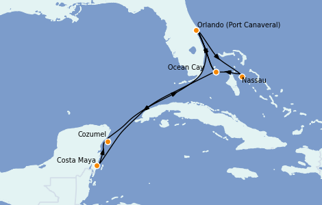 Itinéraire de la croisière Bahamas 11 jours à bord du MSC Meraviglia