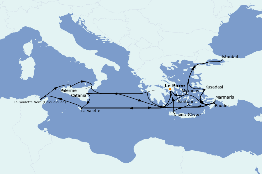 Itinerario del crucero Mediterráneo Occidental 28 días a bordo del Ms Nieuw Statendam