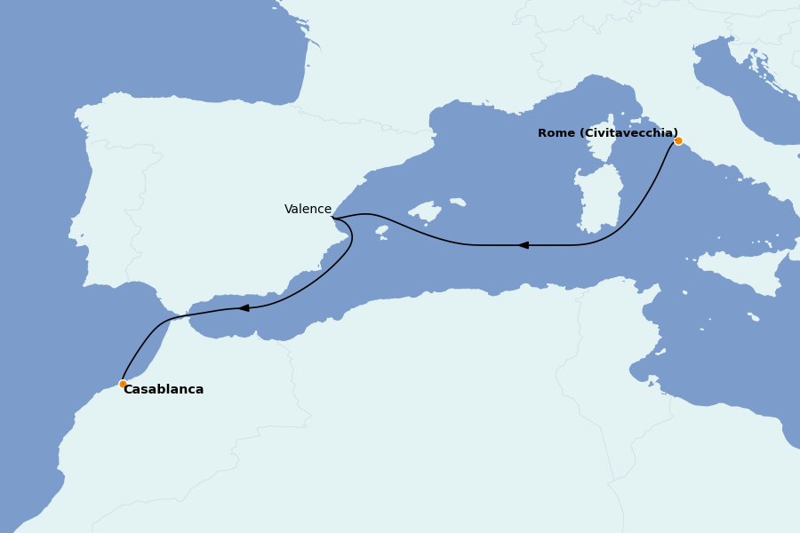 Itinéraire de la croisière Méditerranée 5 jours à bord du Explora II