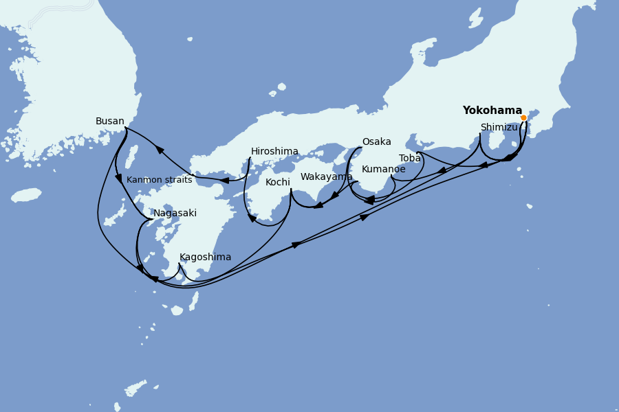 Itinerario del crucero China, Japón, Hong Kong, Taiwán, Corea del Sur 20 días a bordo del Diamond Princess