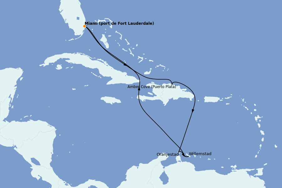 Itinéraire de la croisière Caraïbes de l'Est 8 jours à bord du Regal Princess