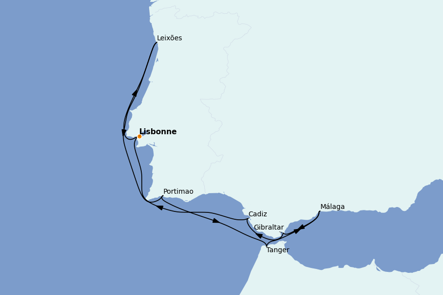 Itinéraire de la croisière Méditerranée Occidentale 10 jours à bord du Silver Spirit