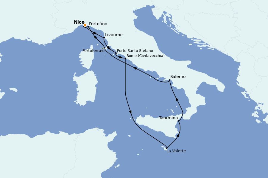 Itinerario del crucero Mediterráneo Occidental 12 días a bordo del Silver Shadow