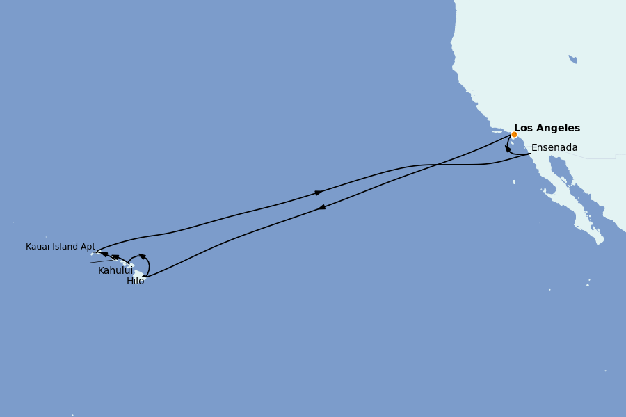 Itinéraire de la croisière Riviera Mexicaine et Amérique Centrale (Côte Pacifique) 16 jours à bord du Emerald Princess