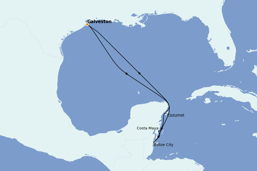 Itinéraire de la croisière Caraïbes de l'Ouest 7 jours à bord du Regal Princess