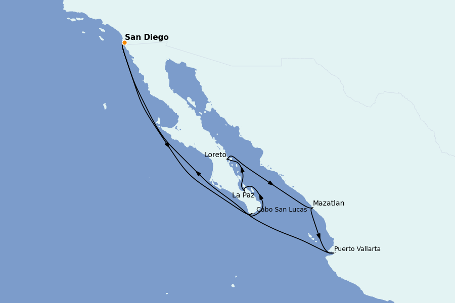 Itinéraire de la croisière Riviera Mexicaine 10 jours à bord du Ms Nieuw Amsterdam