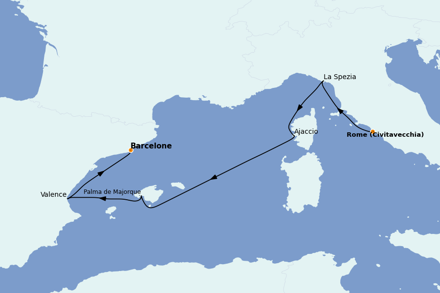 Itinéraire de la croisière Méditerranée Occidentale 7 jours à bord du Queen Elizabeth