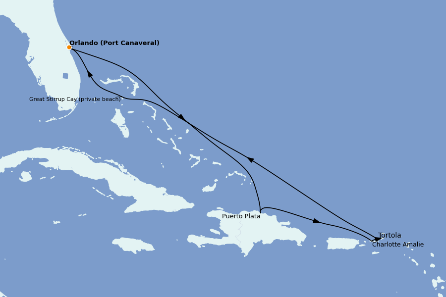 Itinéraire de la croisière Caraïbes de l'Est (Antilles) 7 jours à bord du Norwegian Getaway