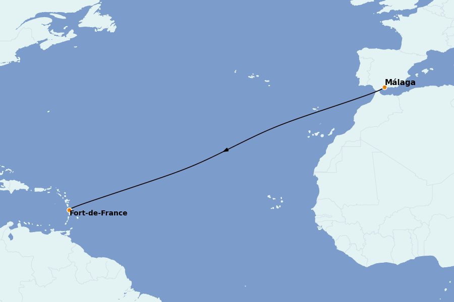 Itinéraire de la croisière Méditerranée Occidentale 12 jours à bord du Le Dumont d'Urville
