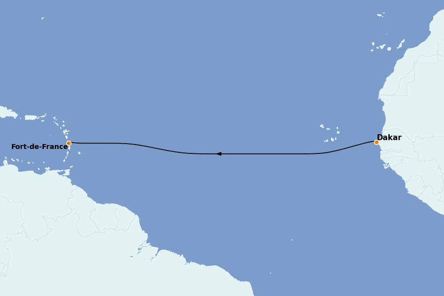 Itinéraire de la croisière Caraïbes de l'Est (Antilles) 10 jours à bord du Le Bellot