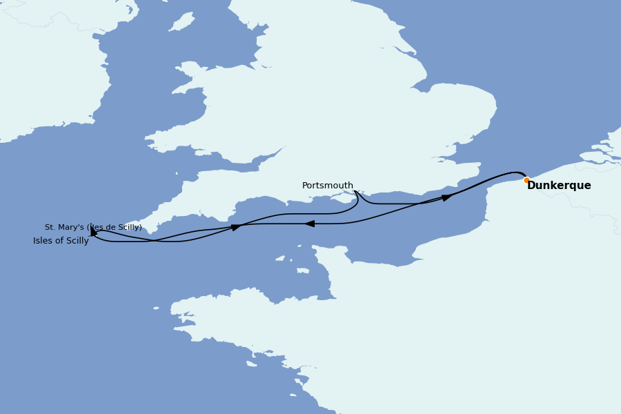 Itinéraire de la croisière Îles Britanniques 5 jours à bord du Renaissance