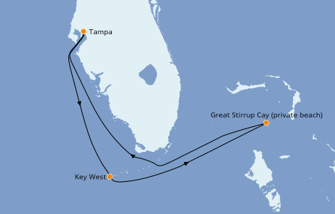Itinéraire de la croisière Bahamas 4 jours à bord du Norwegian Dawn