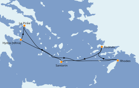 Itinéraire de la croisière Grèce & Adriatique 7 jours à bord du Star Flyer