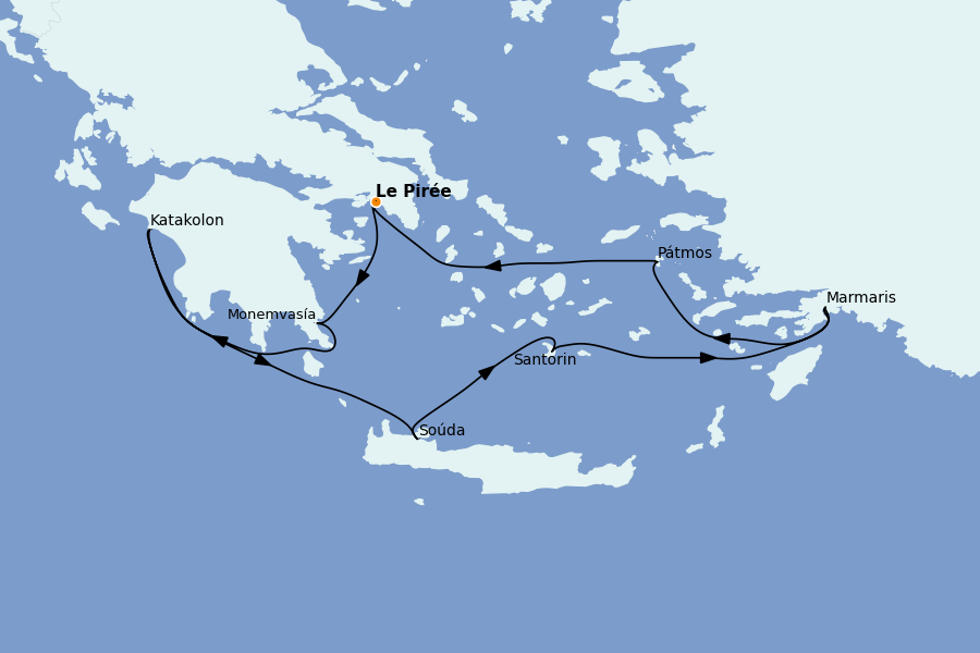 Itinéraire de la croisière Grèce & Adriatique 7 jours à bord du Silver Muse