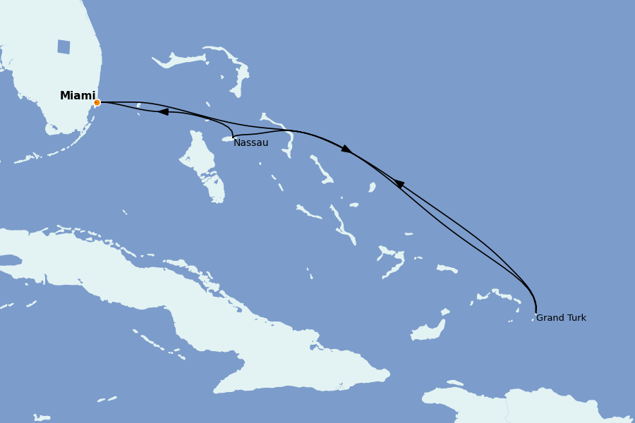 Itinéraire de la croisière Caraïbes de l'Est (Antilles) 6 jours à bord du MSC Divina
