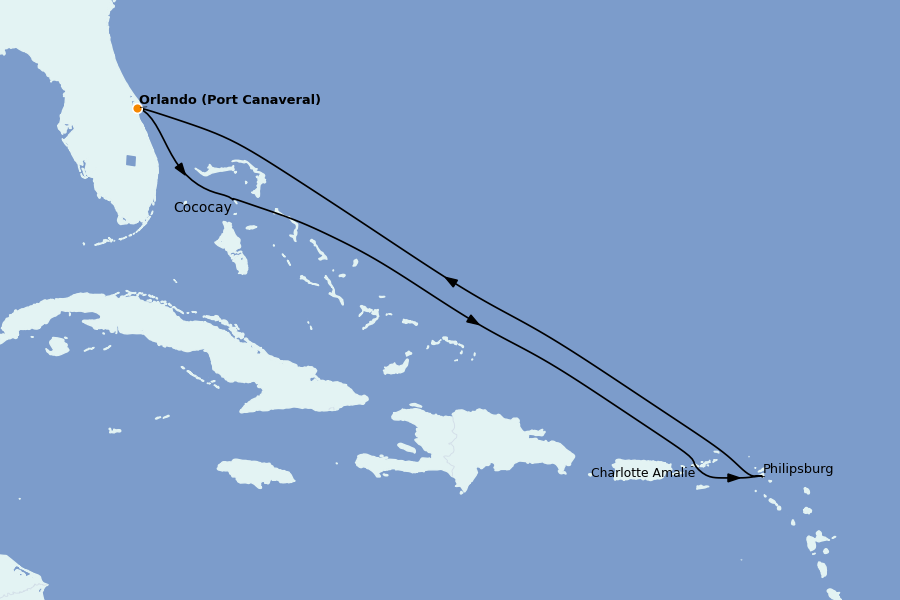 Itinéraire de la croisière Caraïbes de l'Est 7 jours à bord du Utopia of the Seas
