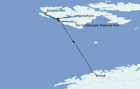 Itinéraire de la croisière Fjords & Norvège 8 jours à bord du L'Austral