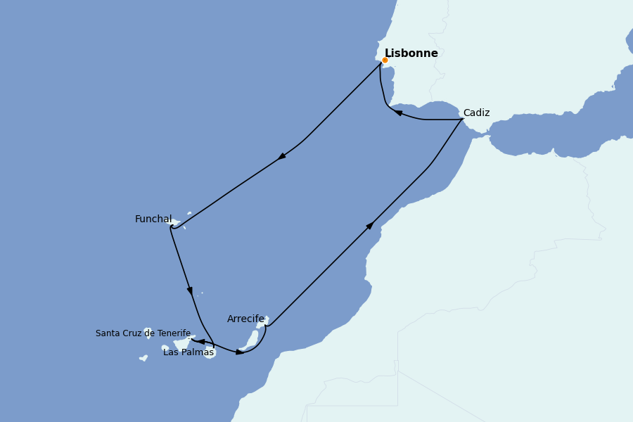 Itinéraire de la croisière Méditerranée Occidentale 12 jours à bord du Silver Dawn