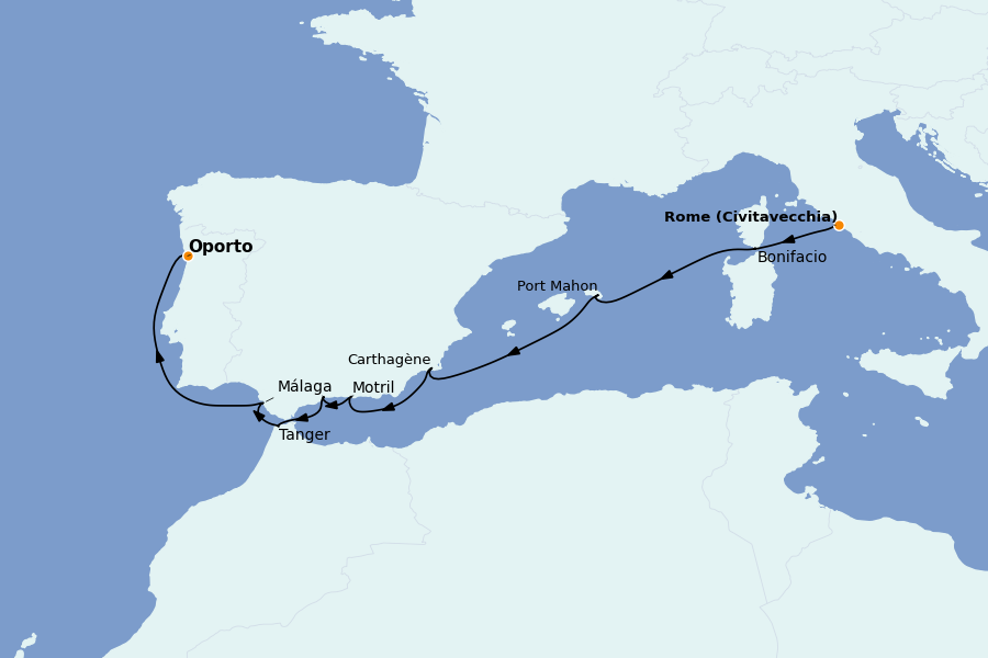 Itinéraire de la croisière Méditerranée Occidentale 13 jours à bord du Royal Clipper