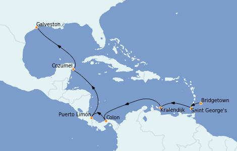 Itinéraire de la croisière Caraïbes de l'Est 10 jours à bord du Grandeur of the Seas