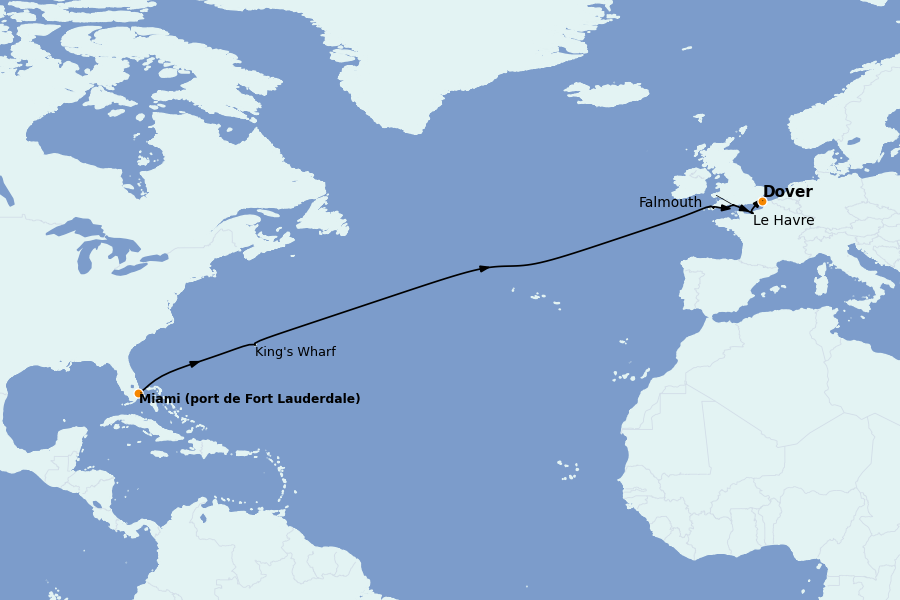 Itinéraire de la croisière Îles Britanniques 14 jours à bord du Ms Nieuw Statendam