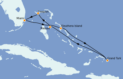 Itinéraire de la croisière Caraïbes de l'Est 6 jours à bord du Carnival Freedom