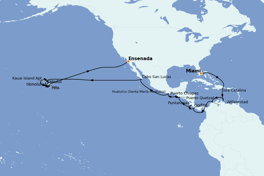 Itinerario del crucero Caribe del Este (Antillas) 42 días a bordo del Seabourn Sojourn