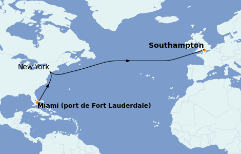Itinéraire de la croisière Îles Britanniques 10 jours à bord du Queen Mary 2