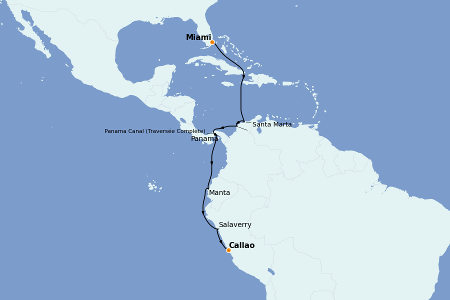 Itinéraire de la croisière Caraïbes de l'Est (Antilles) 12 jours à bord du Norwegian Jade