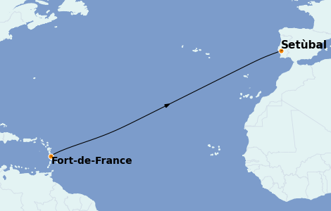 Itinéraire de la croisière Caraïbes de l'Est 14 jours à bord du Le Dumont d'Urville