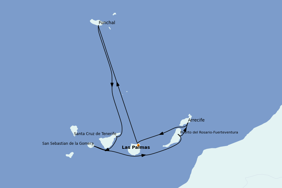 Itinéraire de la croisière Méditerranée Occidentale 7 jours à bord du Costa Fortuna