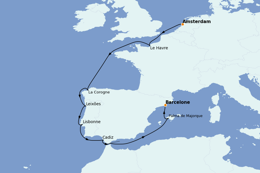 Itinéraire de la croisière Méditerranée 12 jours à bord du Celebrity Eclipse