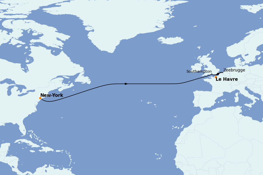 Itinéraire de la croisière Mer Baltique - Russie - Mer du Nord 10 jours à bord du Queen Mary 2