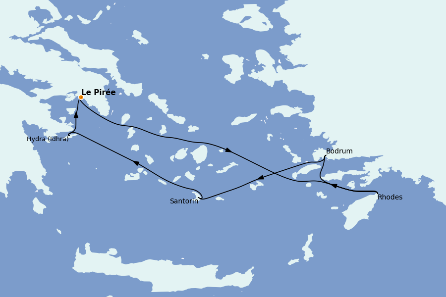 Itinéraire de la croisière Grèce & Adriatique 7 jours à bord du Star Clipper