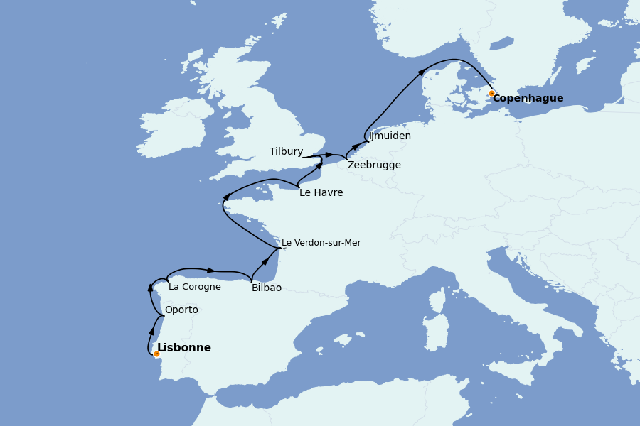Itinéraire de la croisière Méditerranée 11 jours à bord du Norwegian Sky