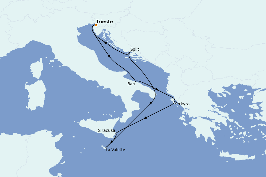Itinéraire de la croisière Méditerranée 7 jours à bord du Costa Deliziosa