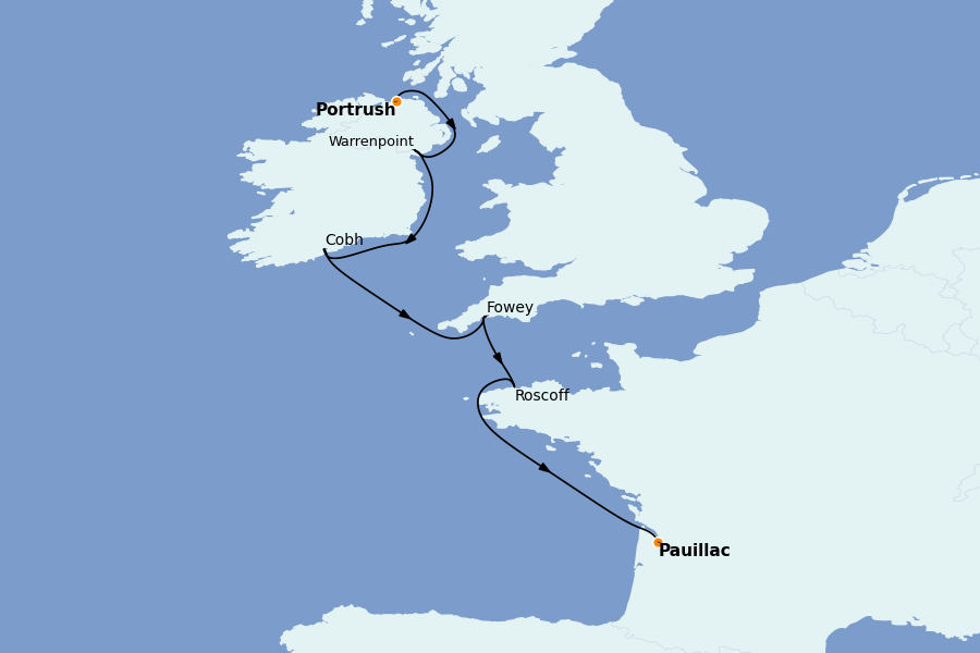 Itinéraire de la croisière Îles Britanniques 8 jours à bord du Le Lapérouse