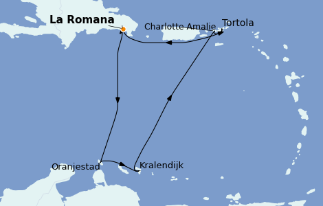 Itinéraire de la croisière Caraïbes de l'Est 7 jours à bord du Norwegian Sky