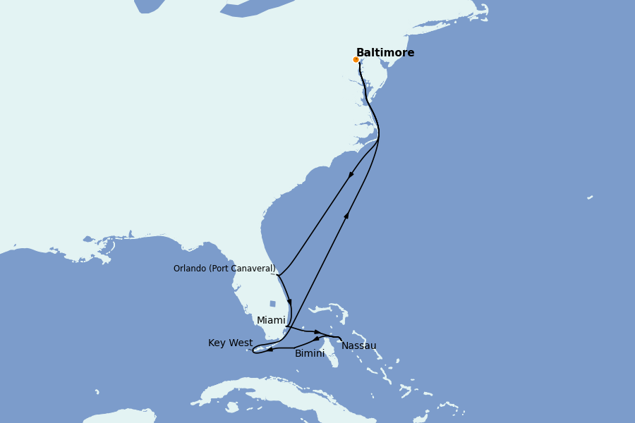 Itinerario del crucero Caribe del Este (Antillas) 9 días a bordo del Vision of the Seas