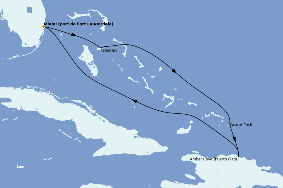 Itinéraire de la croisière Caraïbes de l'Est 7 jours à bord du Ms Eurodam