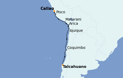 Itinéraire de la croisière Amérique du Sud 9 jours à bord du Le Boréal