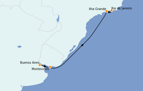Itinéraire de la croisière Amérique du Sud 7 jours à bord du Seabourn Venture