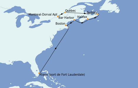Itinéraire de la croisière Canada 9 jours à bord du Ms Zaandam