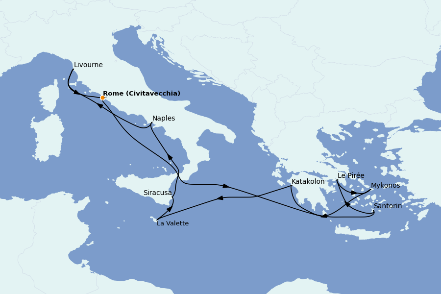 Itinéraire de la croisière Îles Grecques, Adriatique et Turquie - Méditerranée Orientale 10 jours à bord du Norwegian Epic